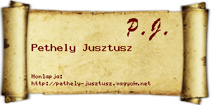 Pethely Jusztusz névjegykártya